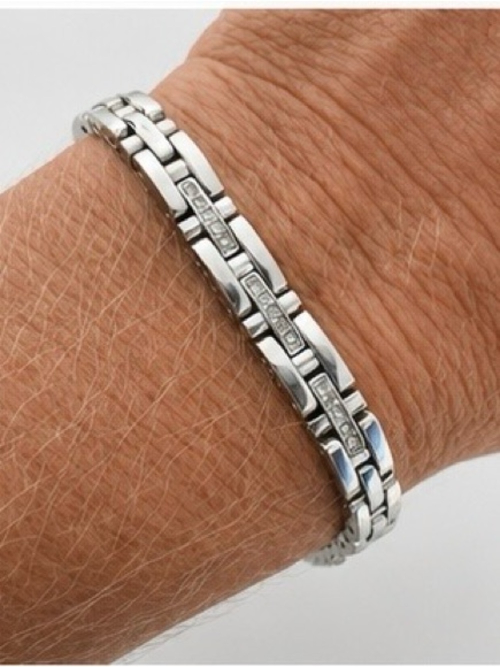 Citizen Stainless Steel Crystal Link Bracelet | Silver Tone H-Link